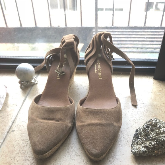 Eric Michael Suede Platform Espadrille Heels - Picture 2 of 5